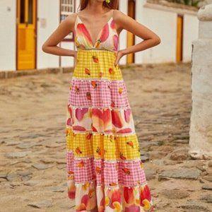 FARM Rio X Anthropologie  |  Mixed Picnic Cashew Maxi Dress